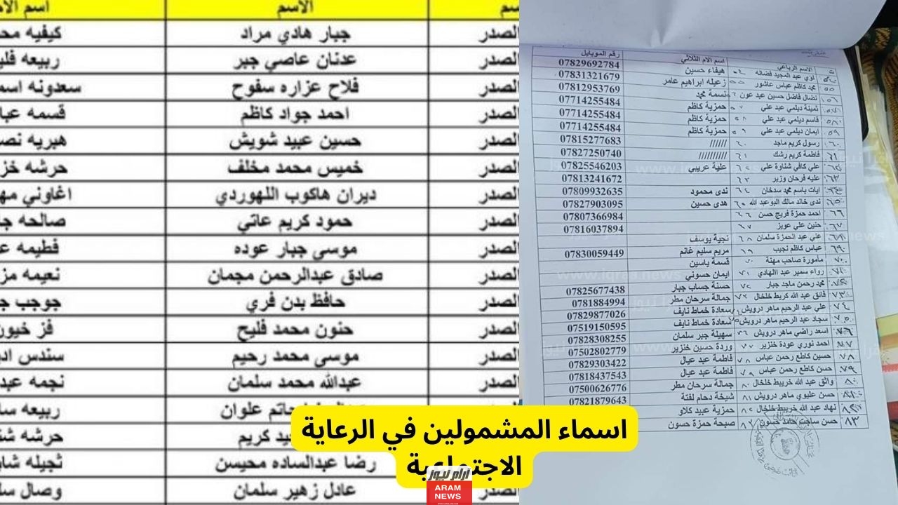 رابط قوائم اسماء المشمولين فى الرعاية الاجتماعية بالعراق 2023